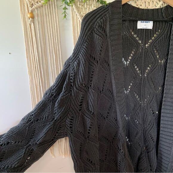 OLD NAVY Women’s Pointelle Knit Open Front Cardigan Panther Grey Size XXL - Picture 2 of 9